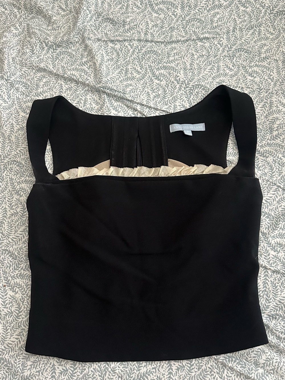 ANTONIO MELANI Black Tank Top with Cream Trim